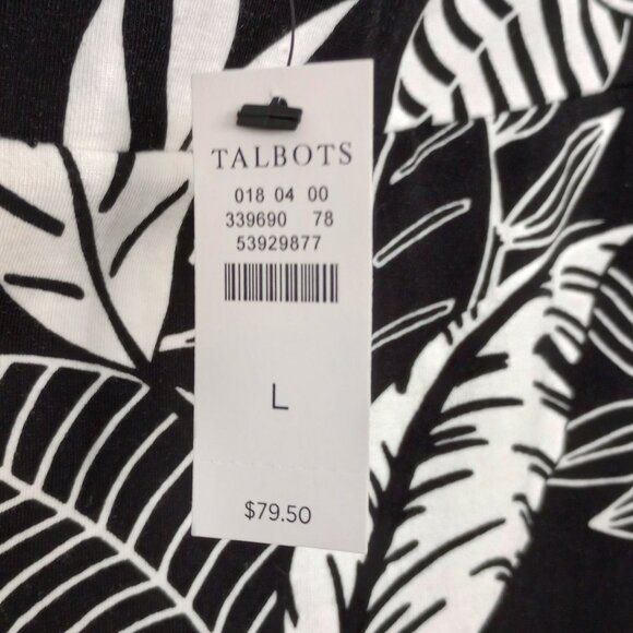 Talbots Black & White Botanical Print Jersey Knit Maxi Skirt - Picture 4 of 8